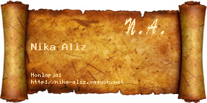 Nika Aliz névjegykártya
